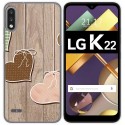 Funda Gel Tpu para Lg K22 diseño Corazones Madera Dibujos