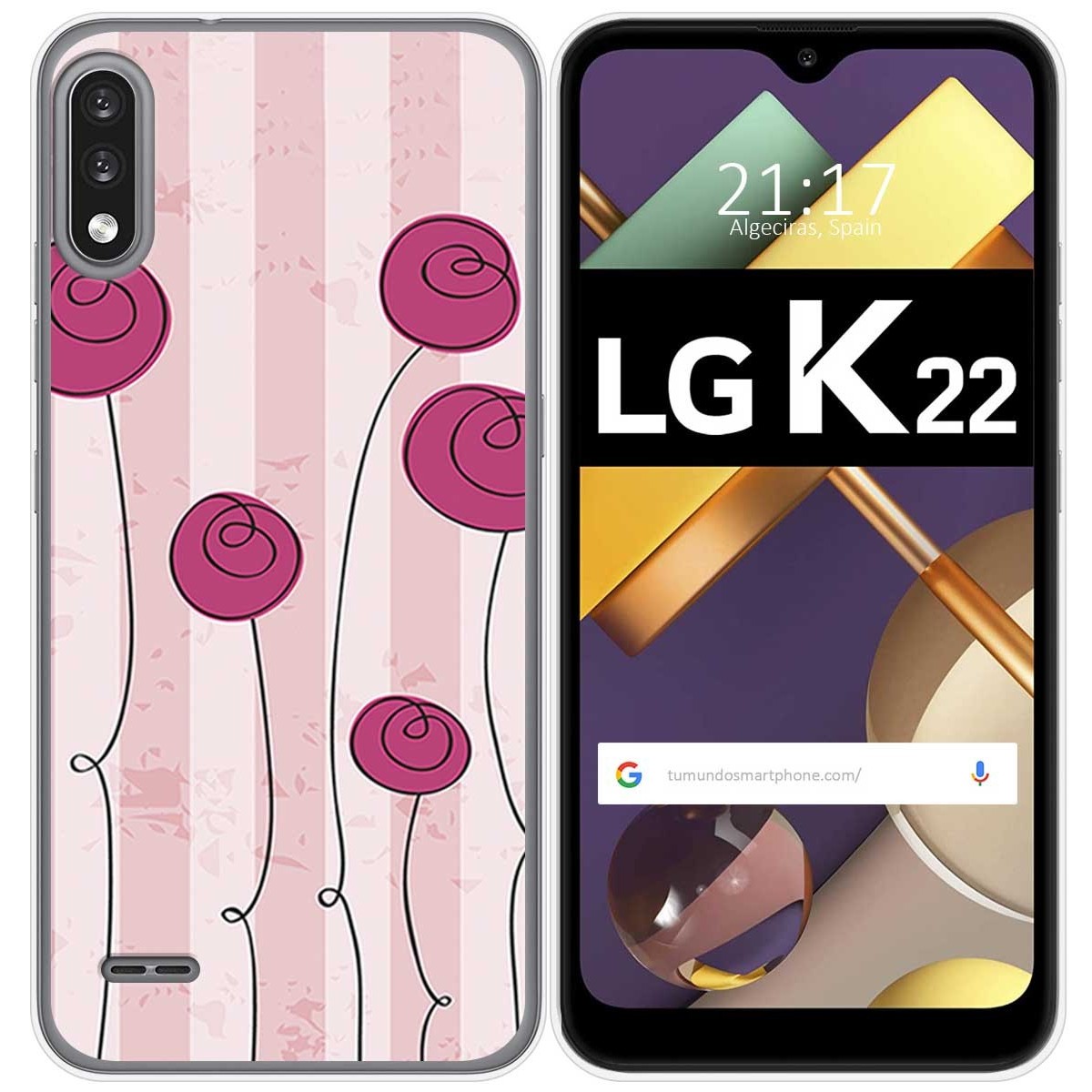 Funda Gel Tpu para Lg K22 diseño Flores Vintage Dibujos