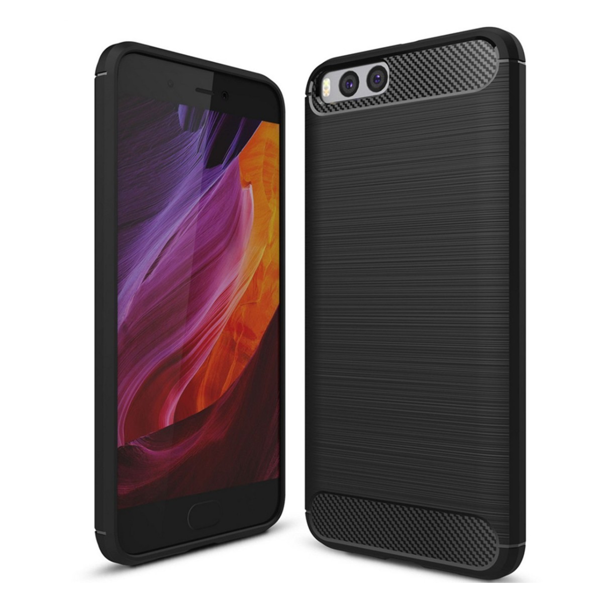 Funda Gel Tpu Tipo Carbon Negra para Xiaomi Mi6