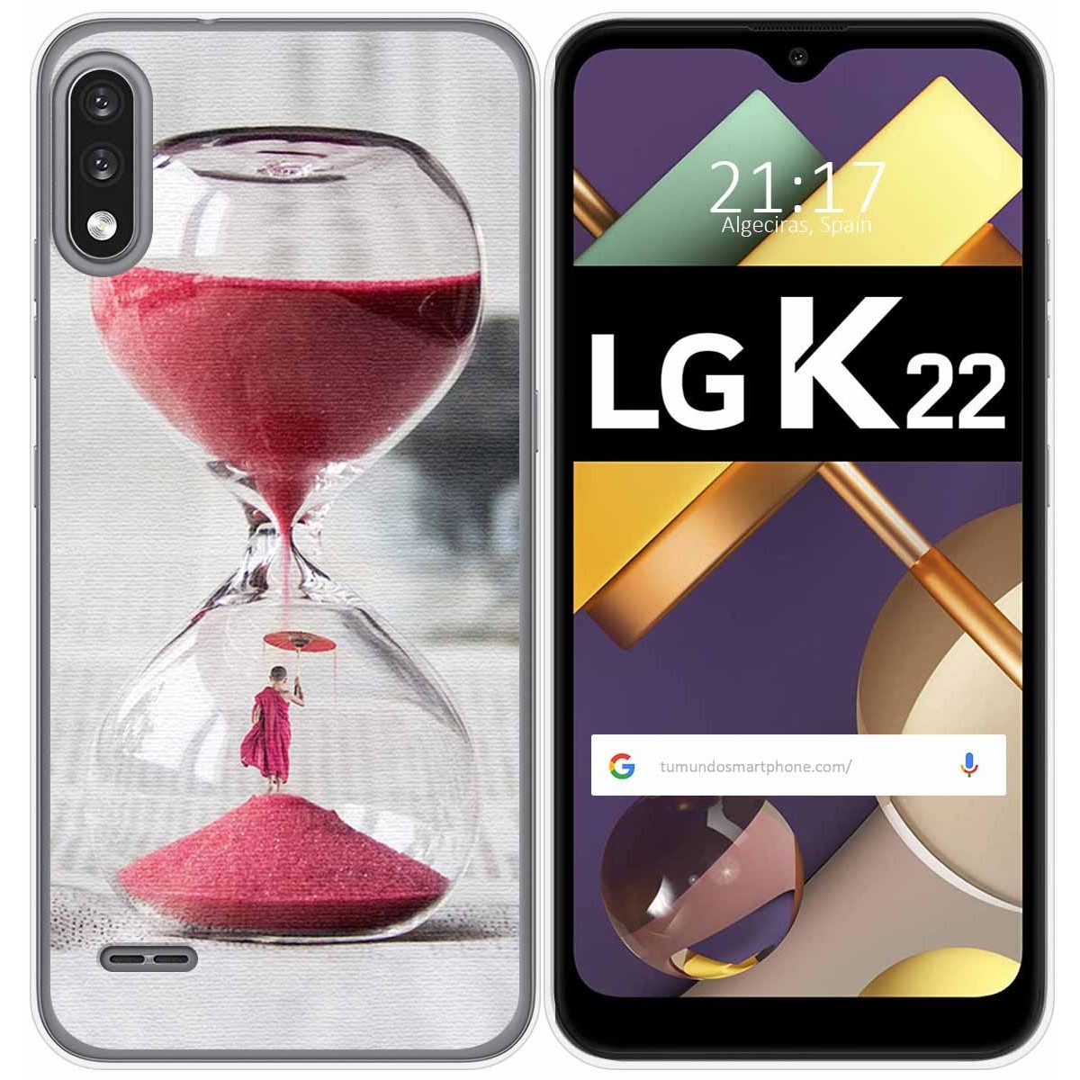 Funda Gel Tpu para Lg K22 diseño Reloj Dibujos