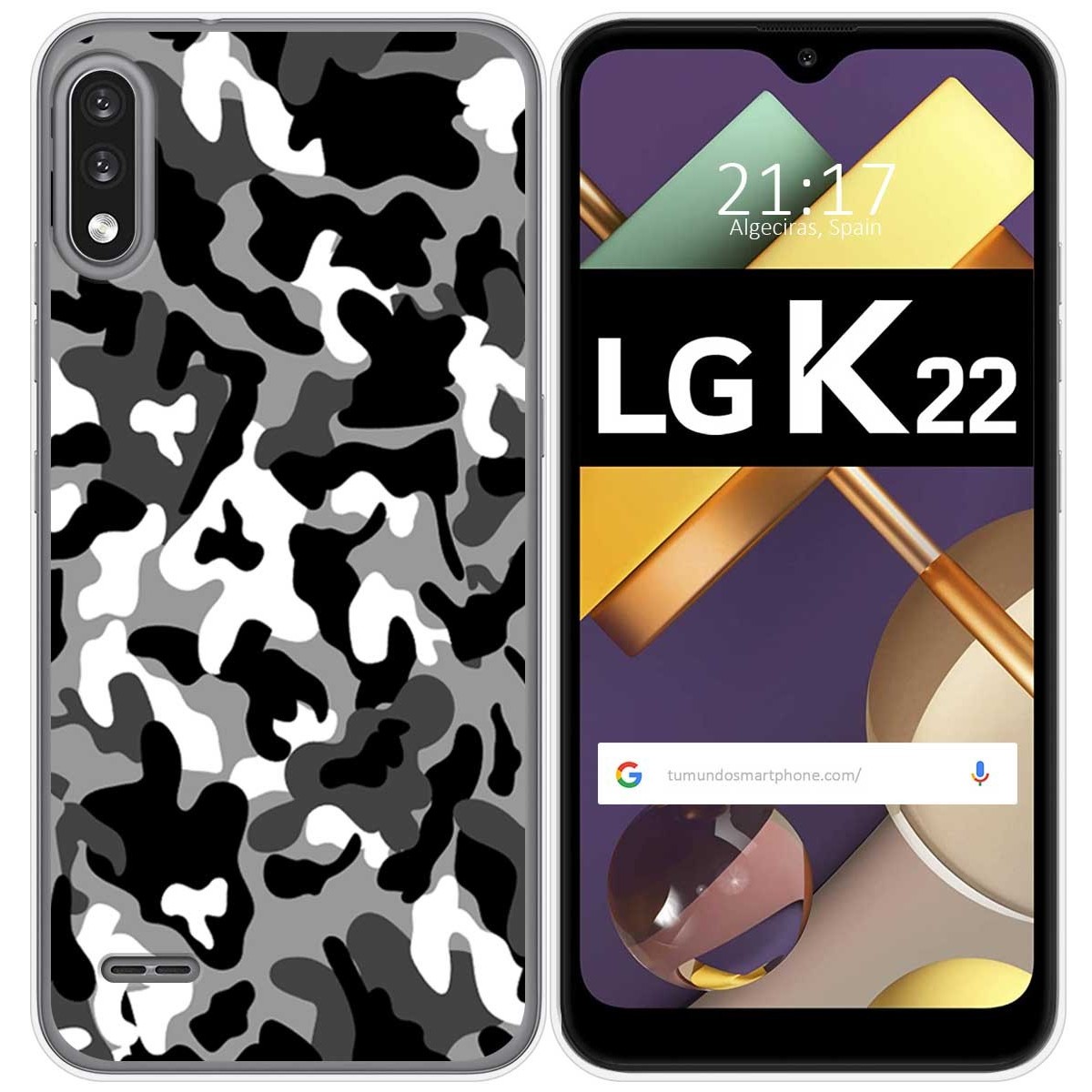 Funda Gel Tpu para Lg K22 diseño Snow Camuflaje Dibujos