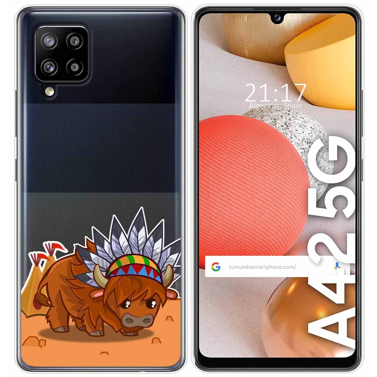 Funda Gel Transparente para Samsung Galaxy A42 5G diseño Bufalo Dibujos