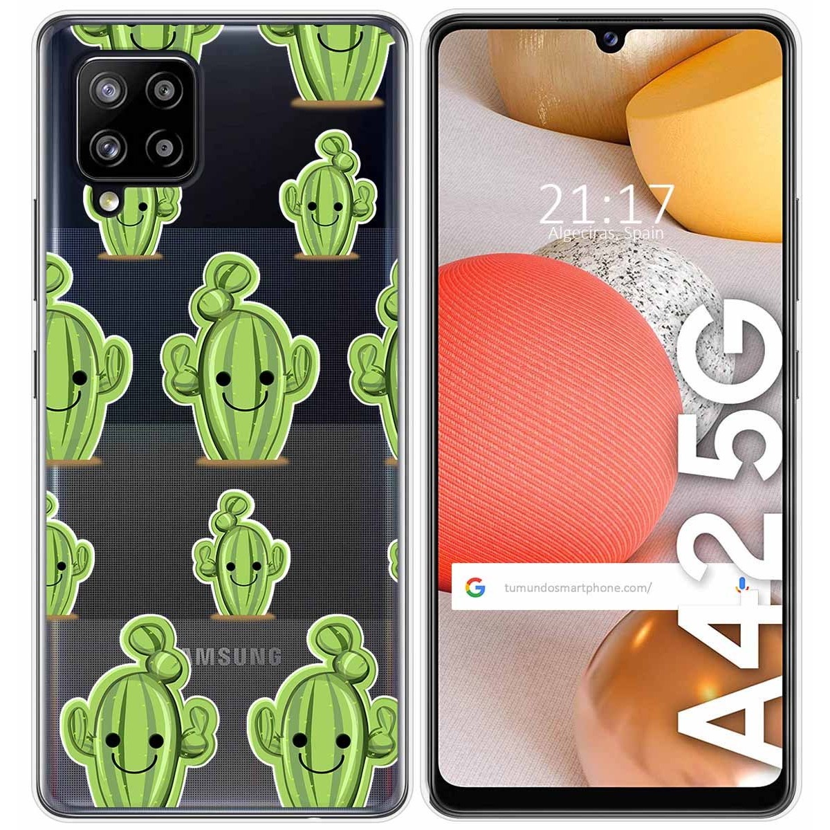 Funda Gel Transparente para Samsung Galaxy A42 5G diseño Cactus Dibujos