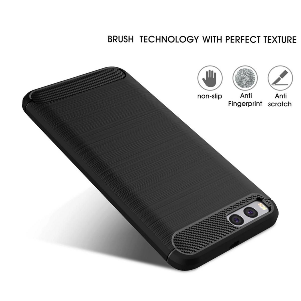 Funda Gel Tpu Tipo Carbon Negra para Xiaomi Mi6