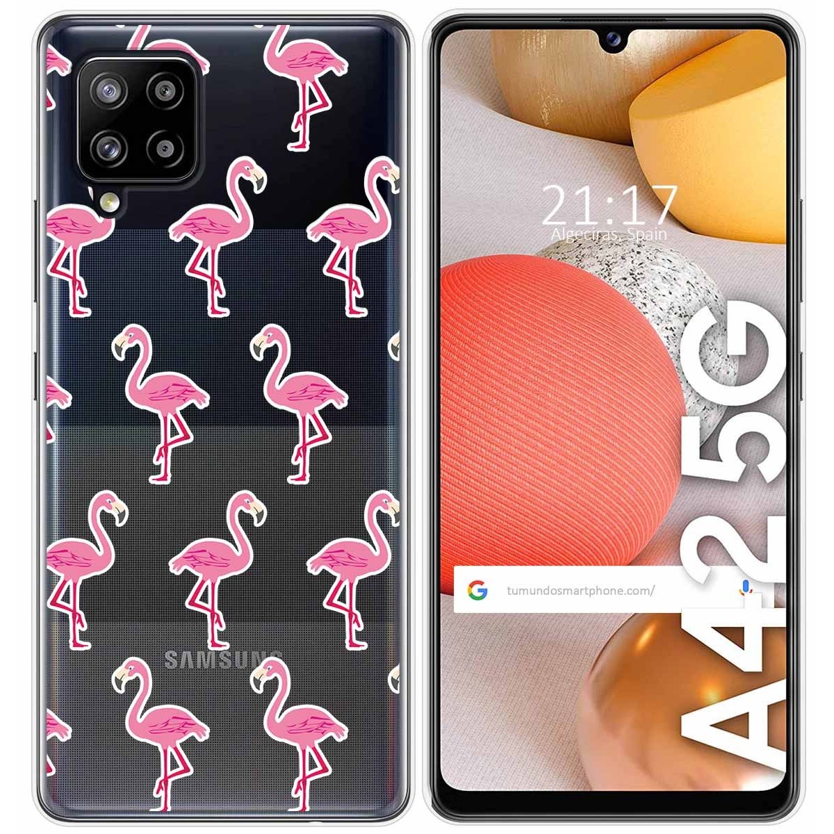 Funda Gel Transparente para Samsung Galaxy A42 5G diseño Flamenco Dibujos