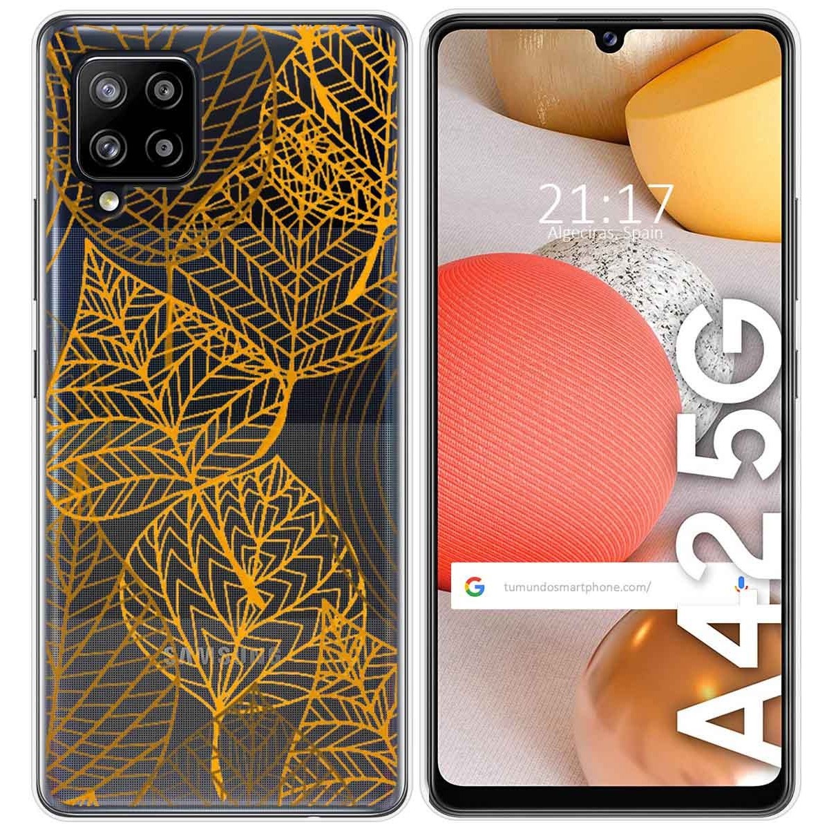 Funda Gel Transparente para Samsung Galaxy A42 5G diseño Hojas Dibujos