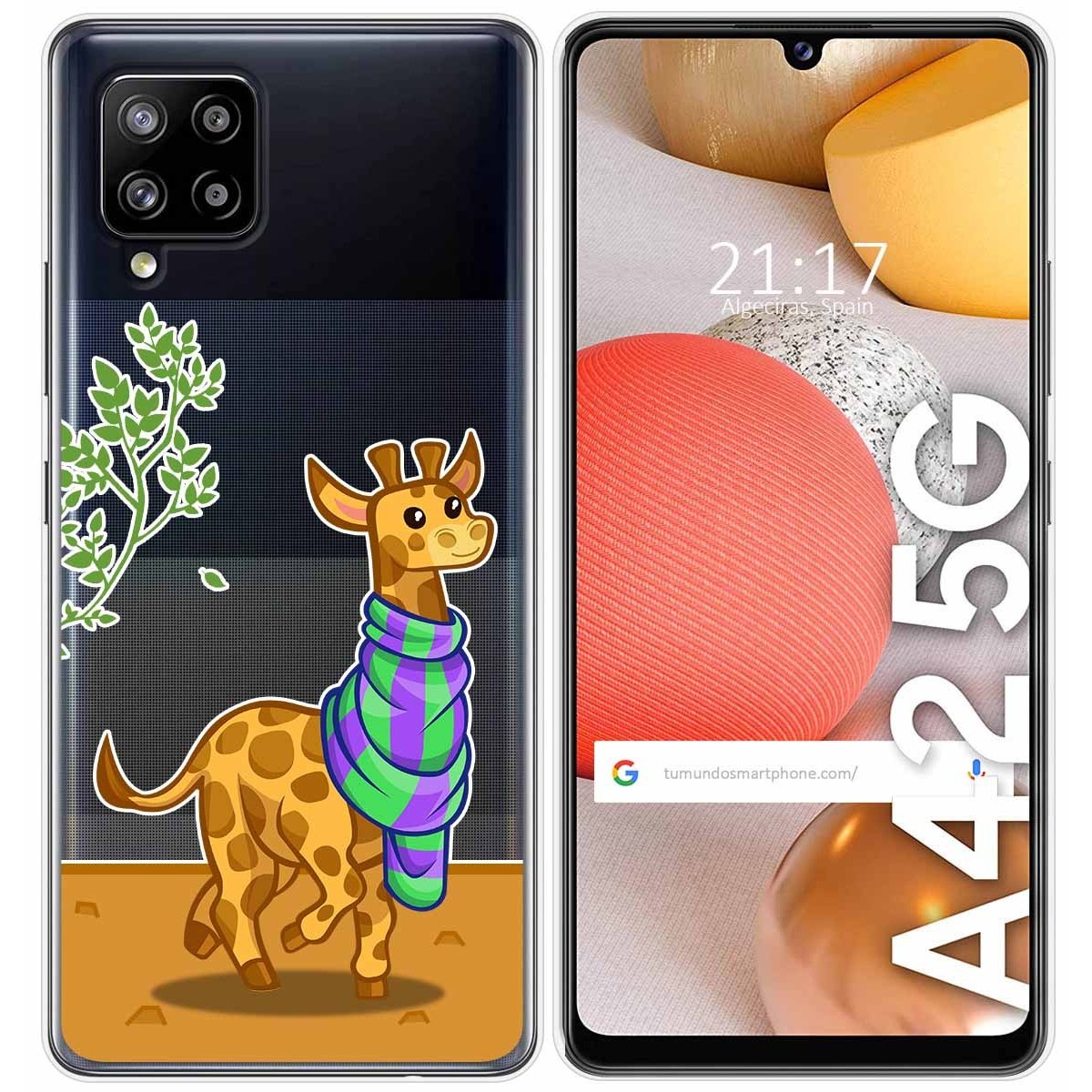 Funda Gel Transparente para Samsung Galaxy A42 5G diseño Jirafa Dibujos