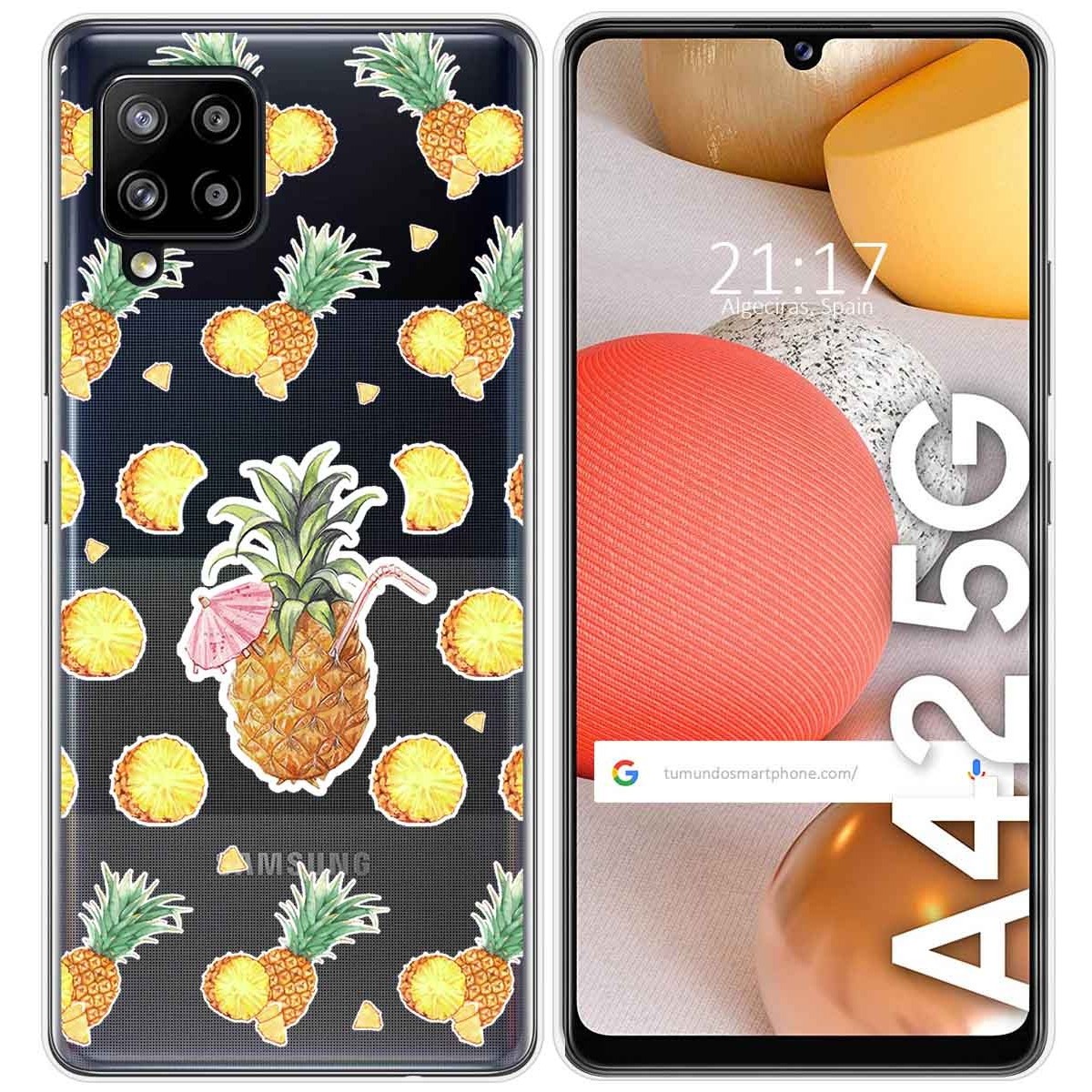 Funda Gel Transparente para Samsung Galaxy A42 5G diseño Piña Dibujos