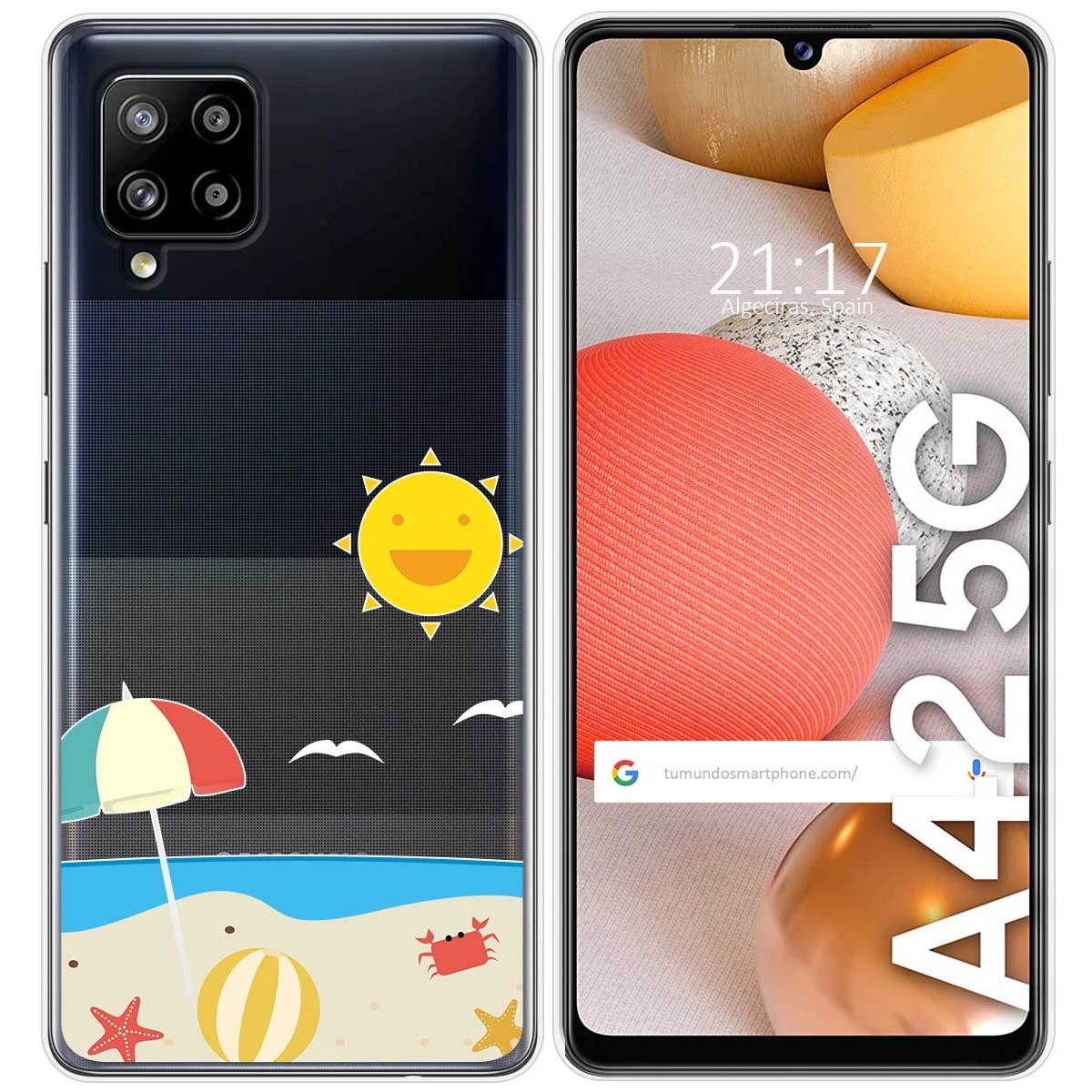 Funda Gel Transparente para Samsung Galaxy A42 5G diseño Playa Dibujos