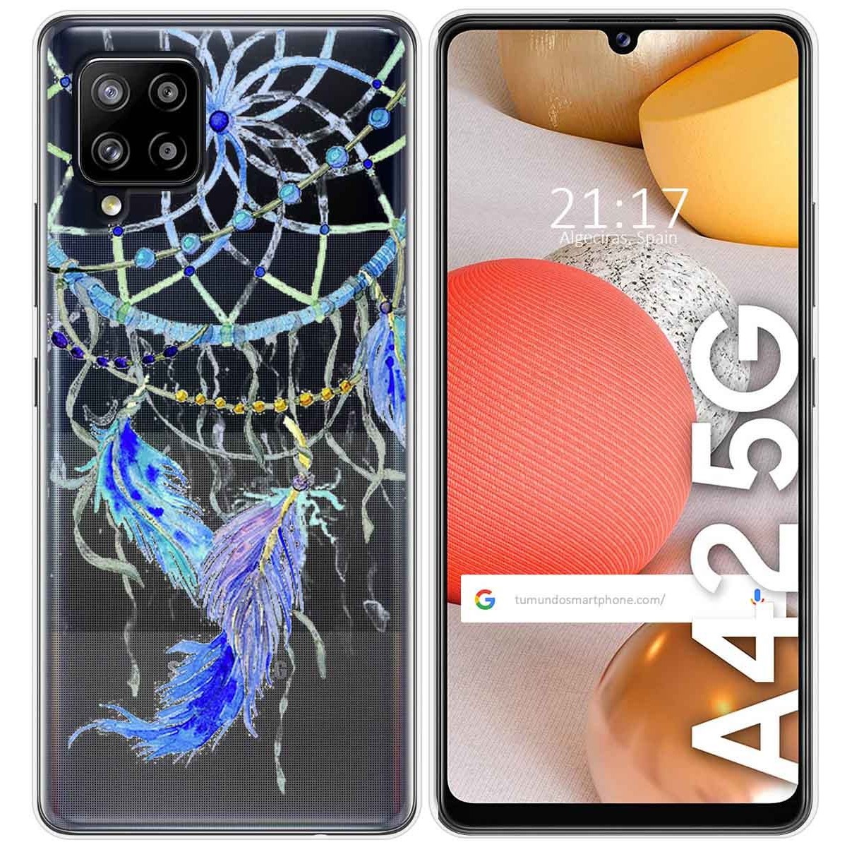 Funda Gel Transparente para Samsung Galaxy A42 5G diseño Plumas Dibujos