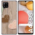 Funda Gel Tpu para Samsung Galaxy A42 5G diseño Corazones Madera Dibujos