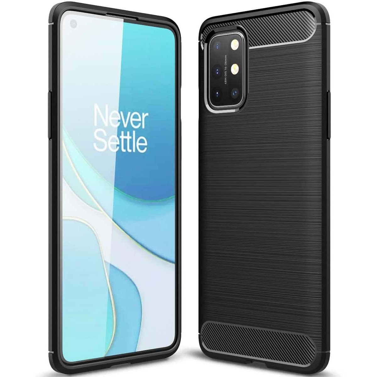 Funda Gel Tpu Tipo Carbon Negra para OnePlus 8T 5G