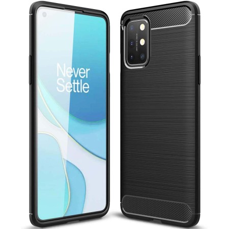 Funda Gel Tpu Tipo Carbon Negra para OnePlus 8T 5G
