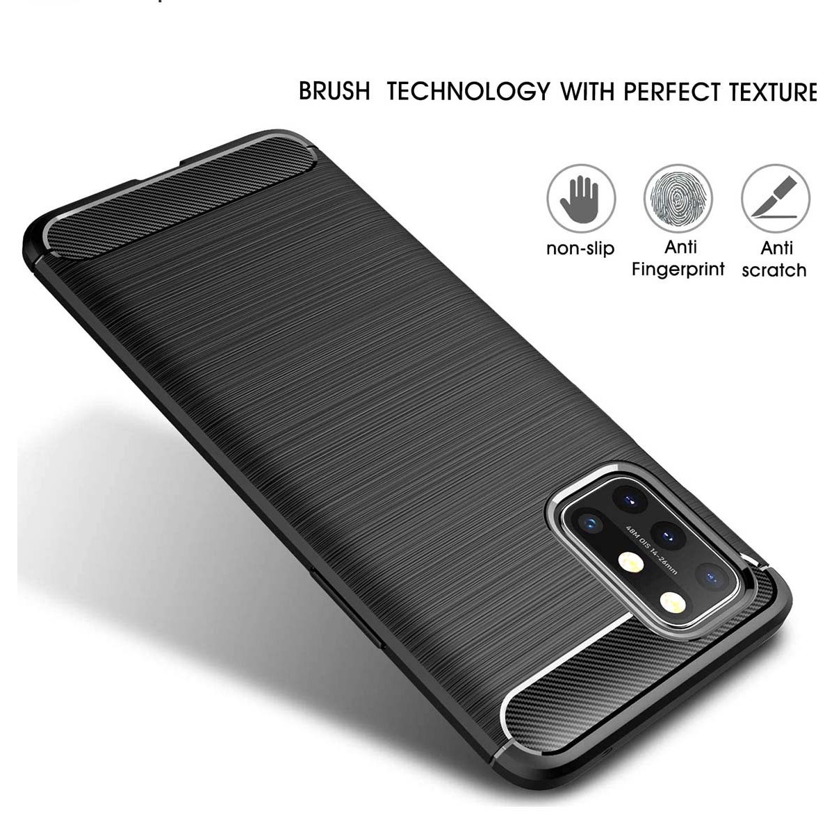 Funda Gel Tpu Tipo Carbon Negra para OnePlus 8T 5G