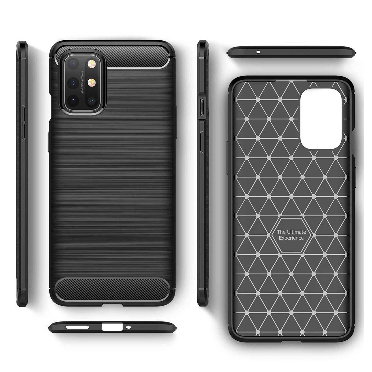 Funda Gel Tpu Tipo Carbon Negra para OnePlus 8T 5G