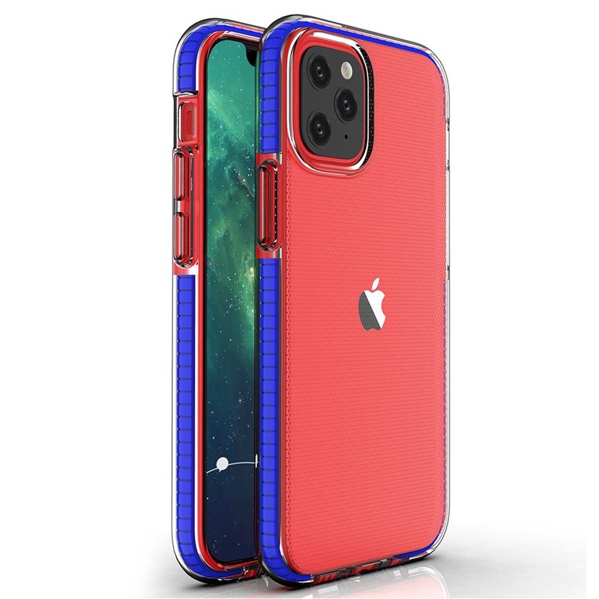 Funda Silicona Gel Tpu transparente con Marco Azul para Iphone 12 / 12 Pro (6.1)
