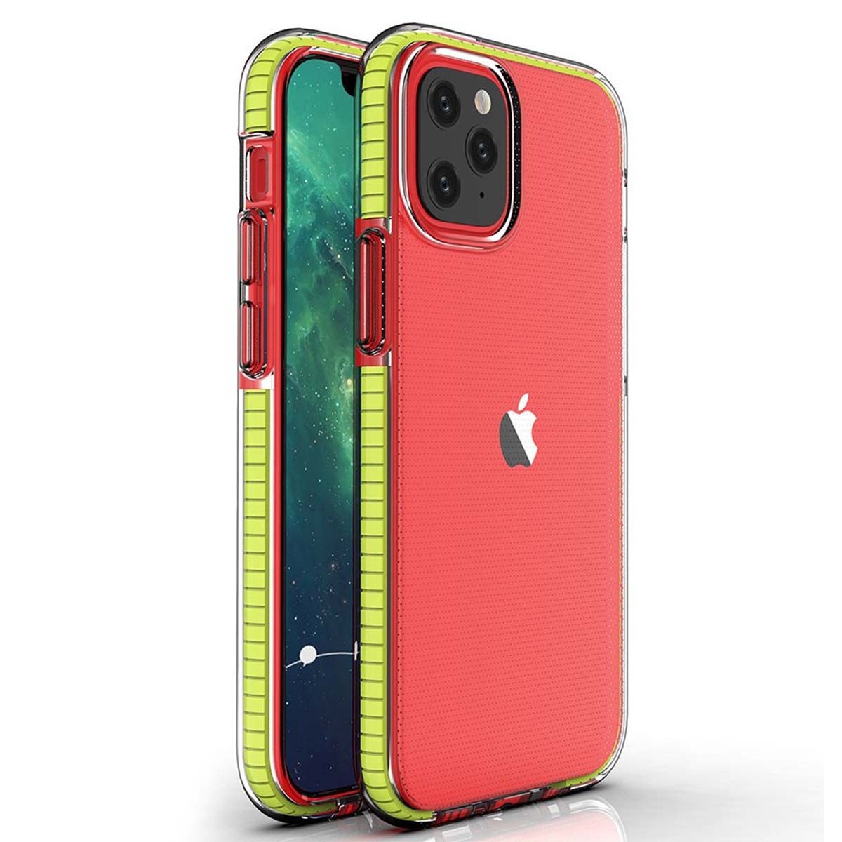 Funda Silicona Gel Tpu transparente con Marco Amarillo para Iphone 12 Mini (5.4)