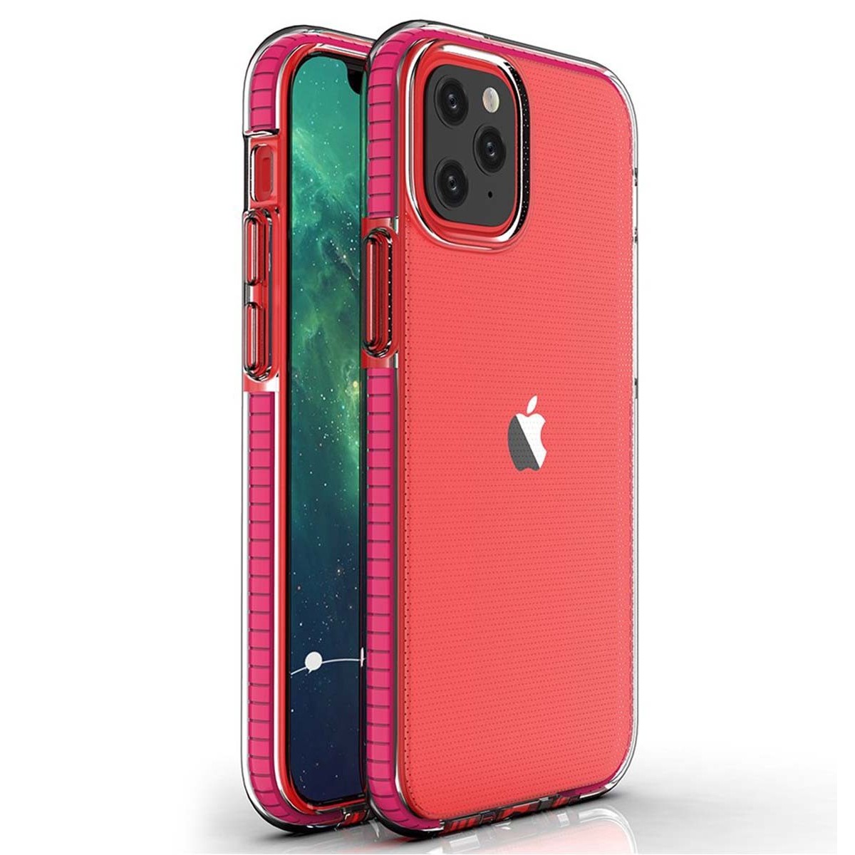 Funda Silicona Gel Tpu transparente con Marco Rosa para Iphone 12 Pro Max (6.7)