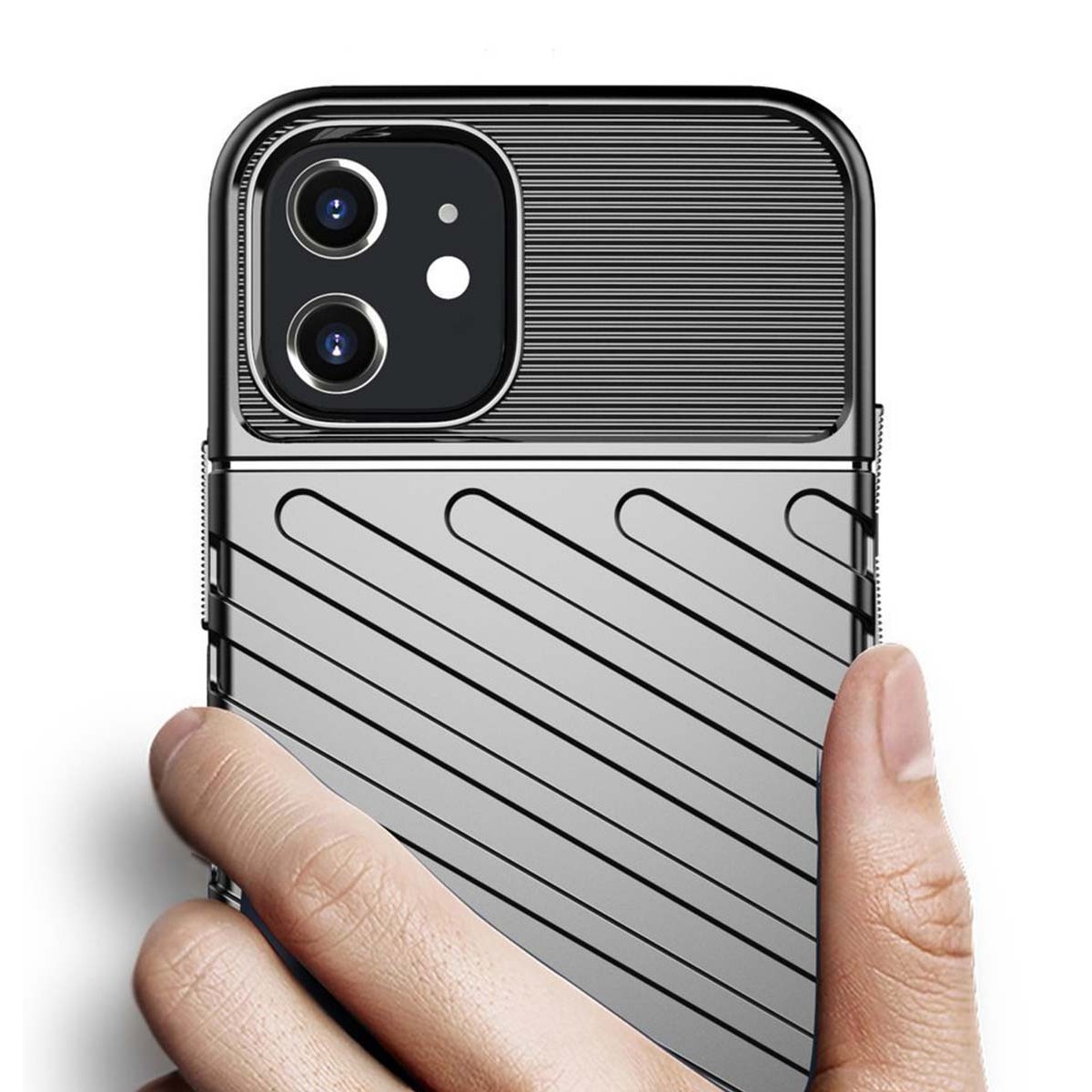 Funda Gel Flexible Thunder Armor Rugged para Iphone 12 Mini (5.4) color Negra