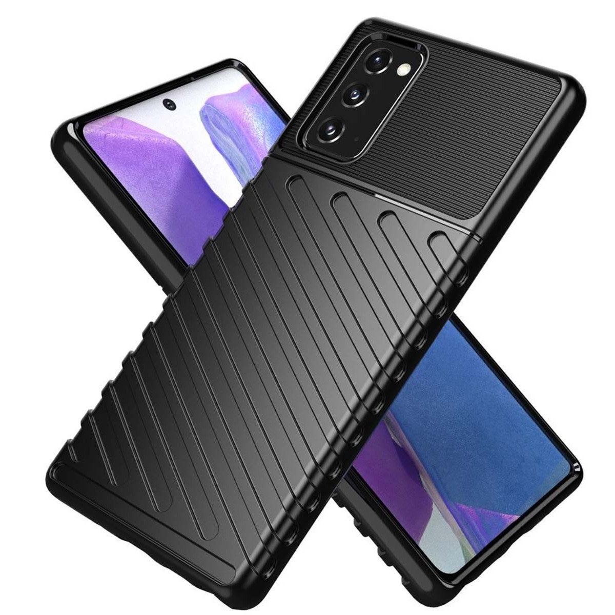 Funda Gel Flexible Thunder Armor Rugged para Samsung Galaxy Note 20 color Negra