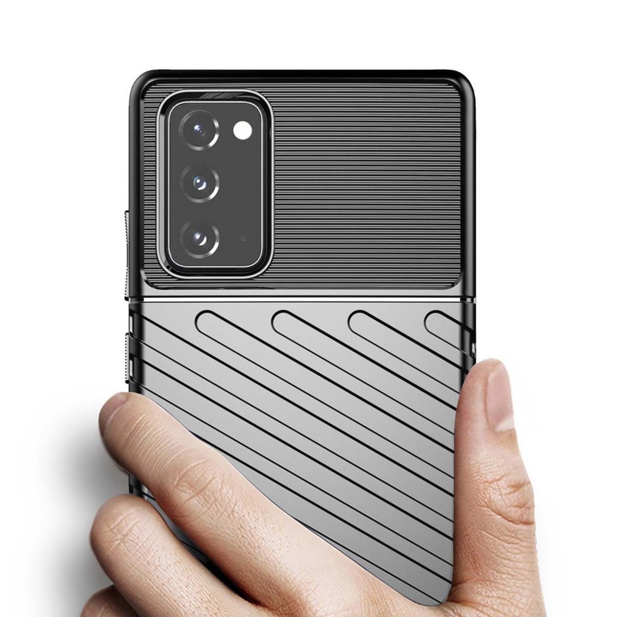 Funda Gel Flexible Thunder Armor Rugged para Samsung Galaxy Note 20 color Negra