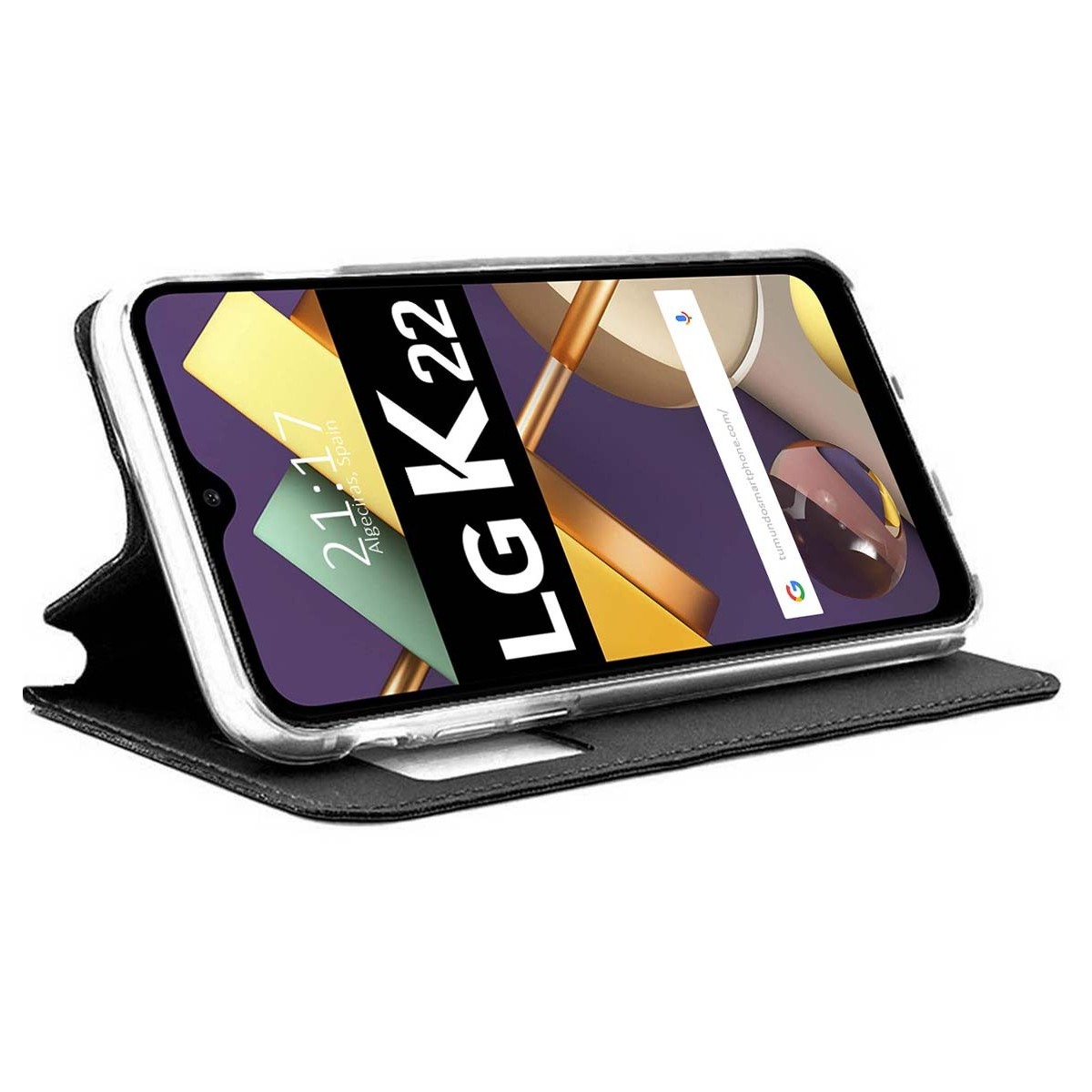 Funda Libro Soporte con Ventana para LG K22 Color Negra