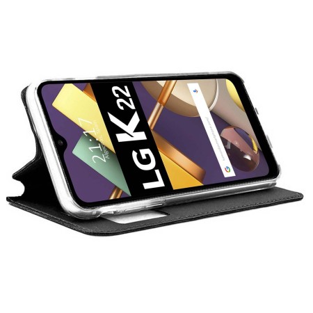 Funda Libro Soporte con Ventana para LG K22 Color Negra