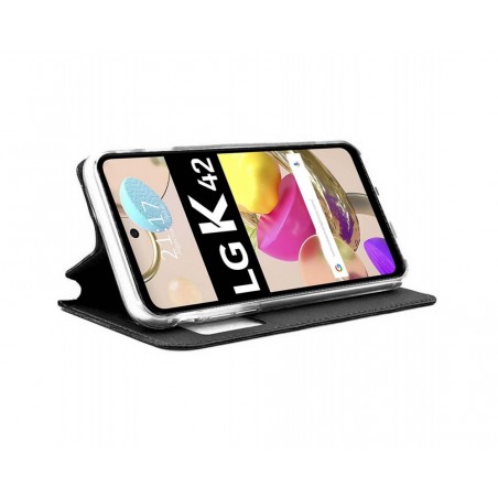 Funda Libro Soporte con Ventana para LG K42 Color Negra