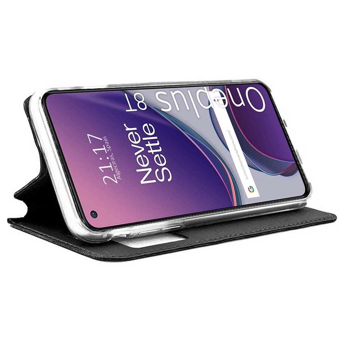 Funda Libro Soporte con Ventana para OnePlus 8T 5G Color Negra