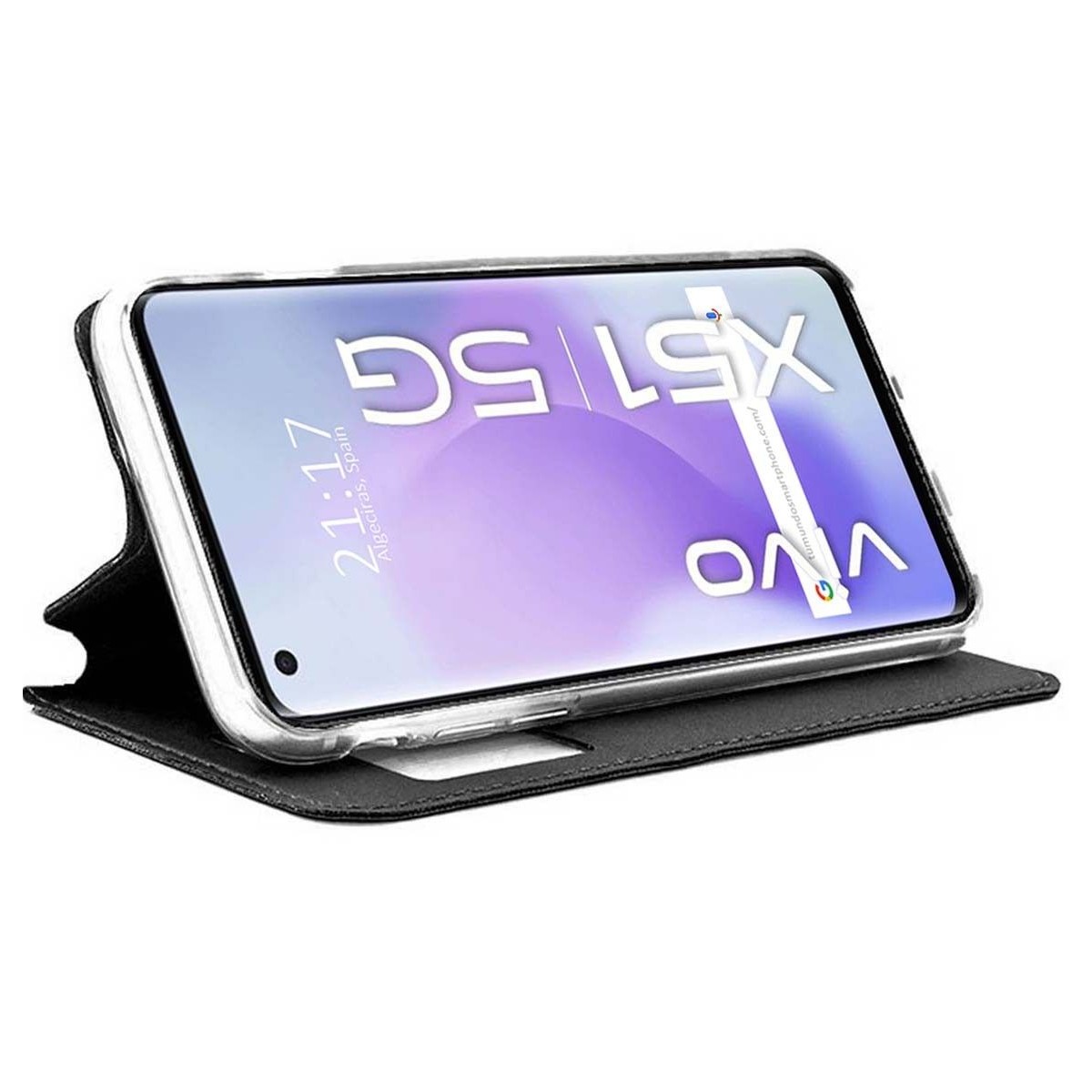 Funda Libro Soporte con Ventana para Vivo X51 5G Color Negra