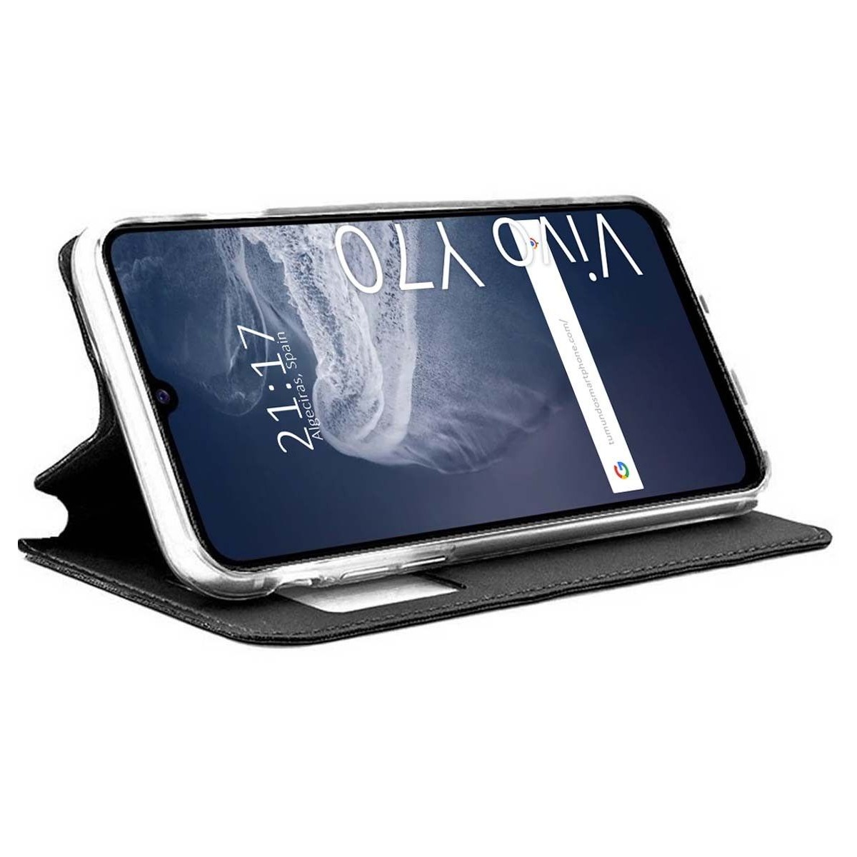 Funda Libro Soporte con Ventana para Vivo Y70 Color Negra
