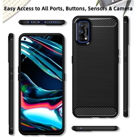 Funda Gel Tpu Tipo Carbon Negra para Realme 7 Pro