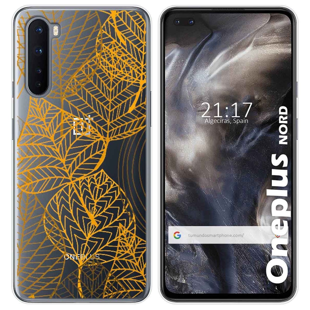 Funda Gel Transparente para OnePlus Nord diseño Hojas Dibujos