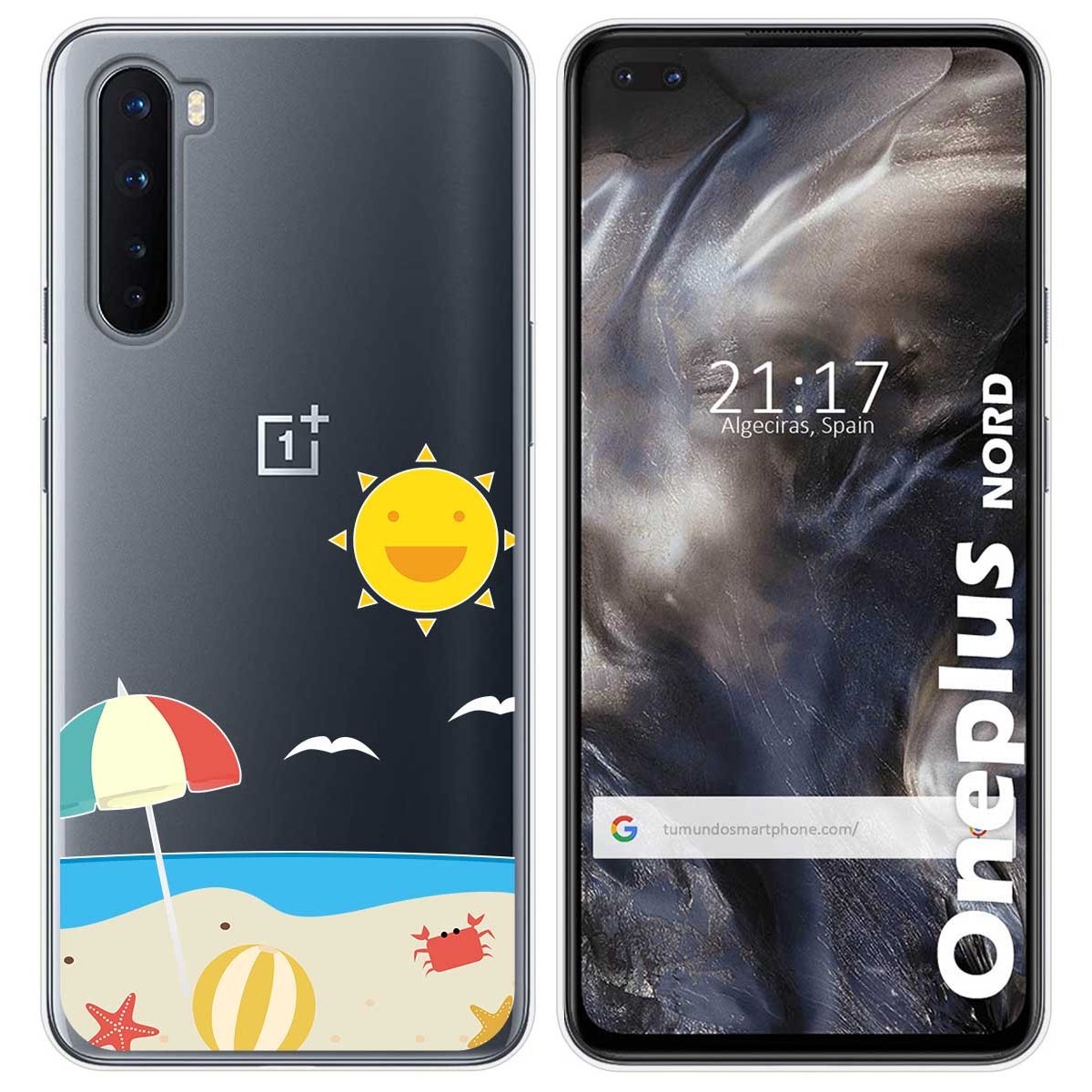 Funda Gel Transparente para OnePlus Nord diseño Playa Dibujos