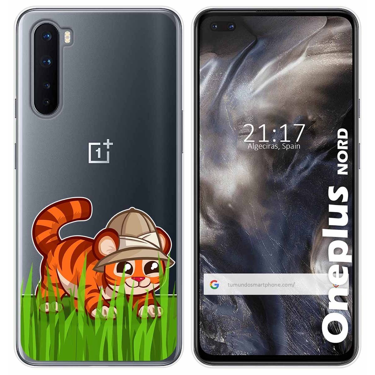 Funda Gel Transparente para OnePlus Nord diseño Tigre Dibujos