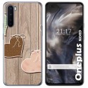 Funda Gel Tpu para OnePlus Nord diseño Corazones Madera Dibujos