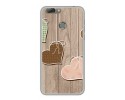 Funda Gel Tpu para Oukitel U20 Plus Diseño Corazones Madera Dibujos