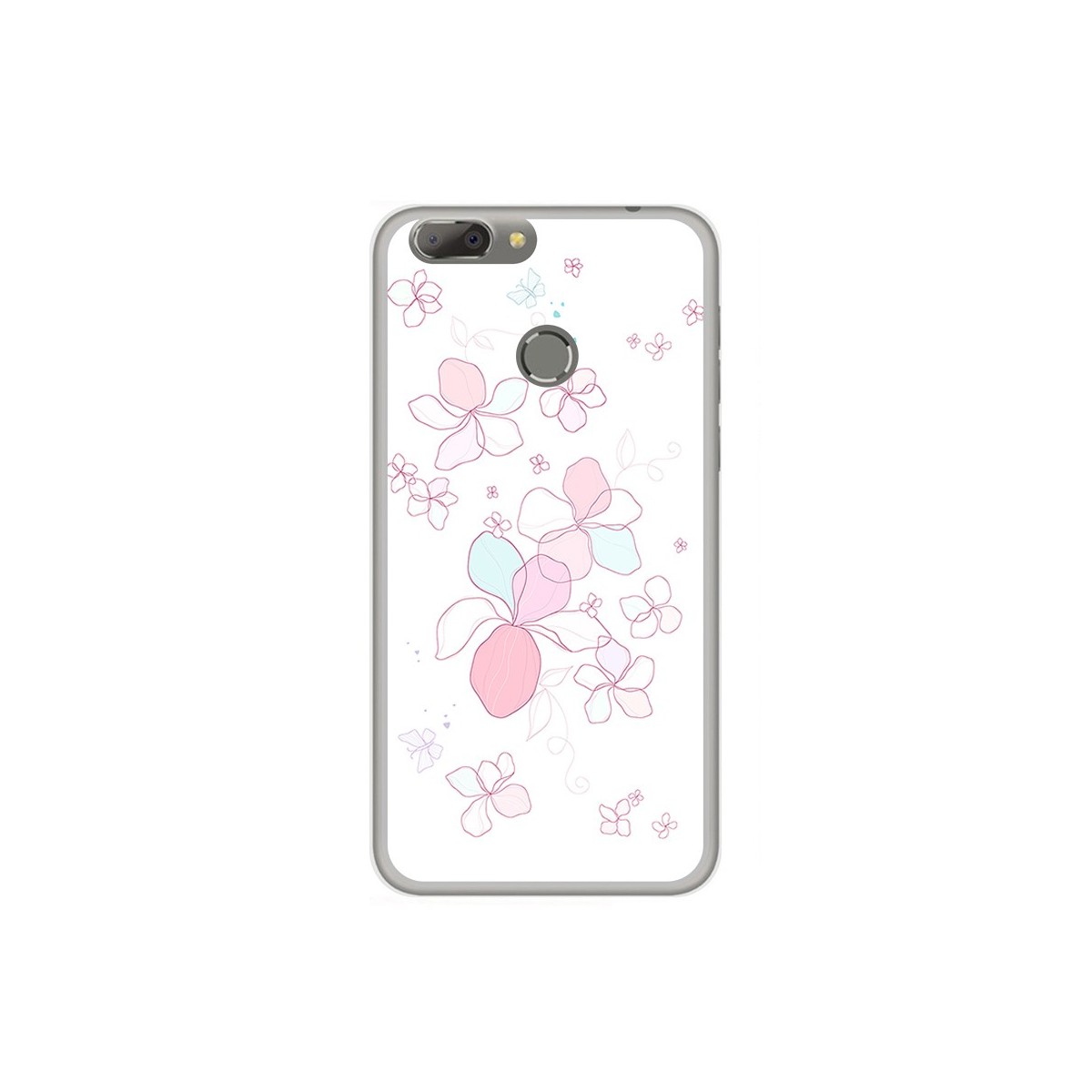 Funda Gel Tpu para Oukitel U20 Plus Diseño Flores Minimal Dibujos