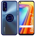 Funda Mate con Borde Azul y Anillo Giratorio 360 para Realme 7