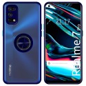 Funda Mate con Borde Azul y Anillo Giratorio 360 para Realme 7 Pro