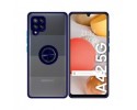 Funda Mate con Borde Azul y Anillo Giratorio 360 para Samsung Galaxy A42 5G