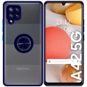 Funda Mate con Borde Azul y Anillo Giratorio 360 para Samsung Galaxy A42 5G