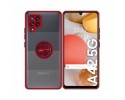 Funda Mate con Borde Rojo y Anillo Giratorio 360 para Samsung Galaxy A42 5G