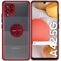Funda Mate con Borde Rojo y Anillo Giratorio 360 para Samsung Galaxy A42 5G