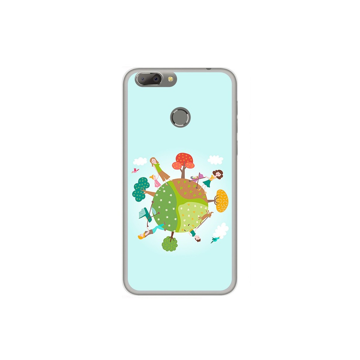 Funda Gel Tpu para Oukitel U20 Plus Diseño Familia Dibujos