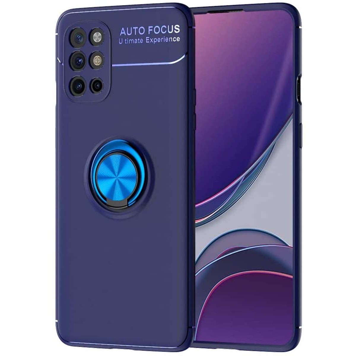 Funda Magnetica Soporte con Anillo Giratorio 360 para Realme 7 Azul