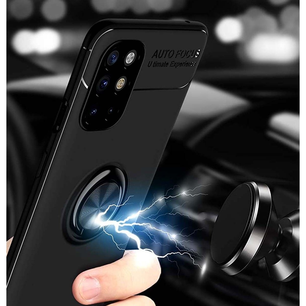 Funda Magnetica Soporte con Anillo Giratorio 360 para Realme 7 Negra