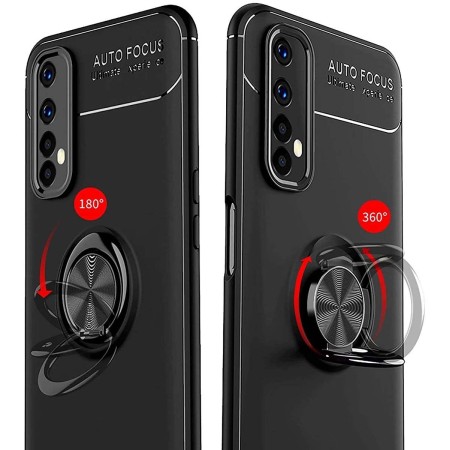 Funda Magnetica Soporte con Anillo Giratorio 360 para Realme 7 Pro Azul