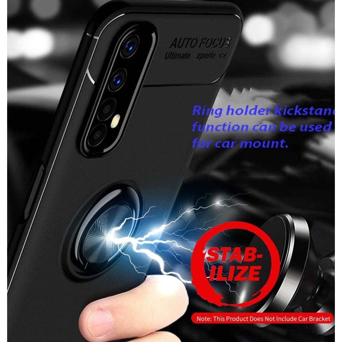 Funda Magnetica Soporte con Anillo Giratorio 360 para Realme 7 Pro Azul