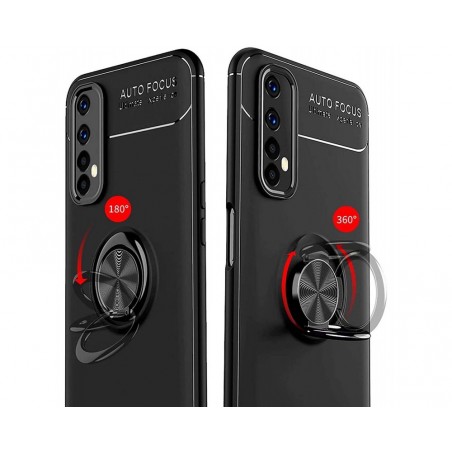 Funda Magnetica Soporte con Anillo Giratorio 360 para Realme 7 Pro Negra